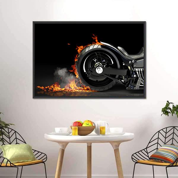 Motorcycle Burnout Canvas Wall Art-1 Piece-Floating Frame-24" x 16"-Tiaracle