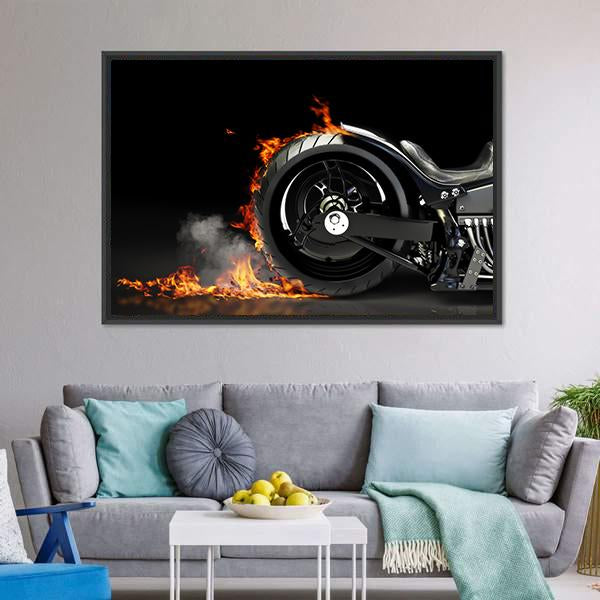 Motorcycle Burnout Canvas Wall Art-3 Horizontal-Gallery Wrap-25" x 16"-Tiaracle
