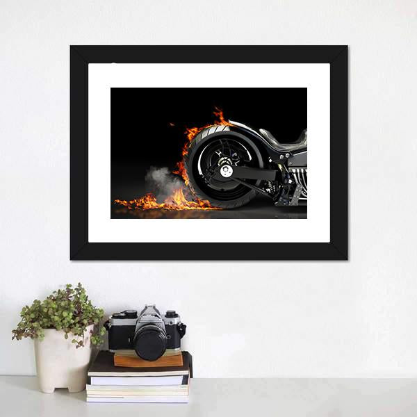 Motorcycle Burnout Canvas Wall Art-3 Horizontal-Gallery Wrap-25" x 16"-Tiaracle