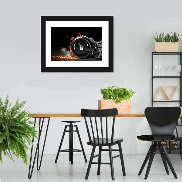 Motorcycle Burnout Canvas Wall Art-3 Horizontal-Gallery Wrap-25" x 16"-Tiaracle