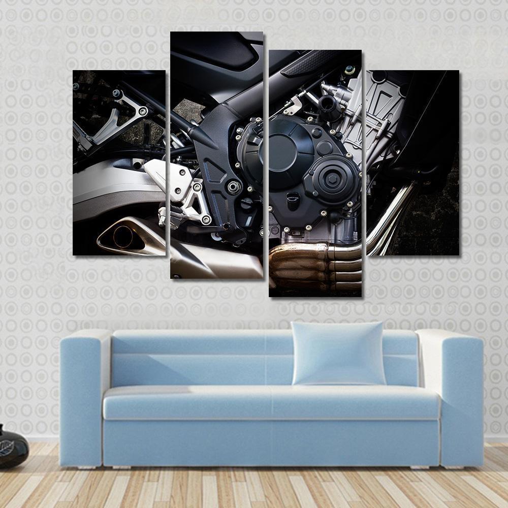 Motorcycle Engine Close Up Canvas Wall Art-4 Pop-Gallery Wrap-50" x 32"-Tiaracle