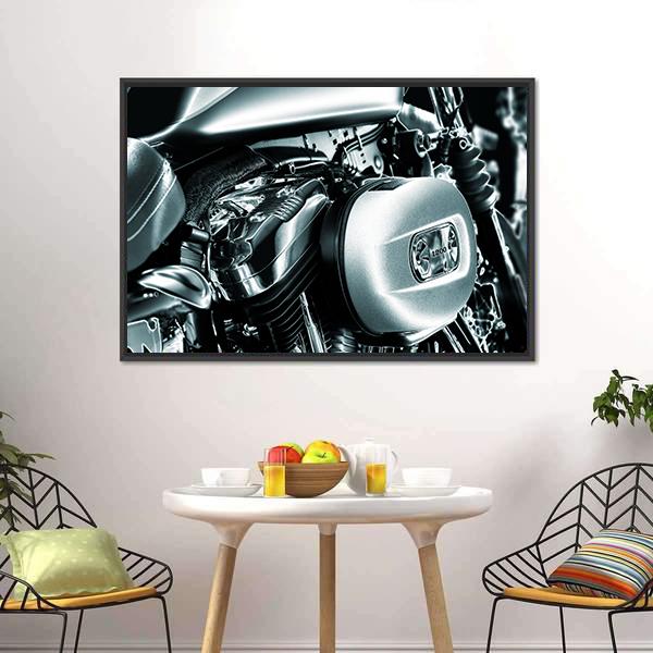 Motorcycle Engine Canvas Wall Art-1 Piece-Floating Frame-24" x 16"-Tiaracle