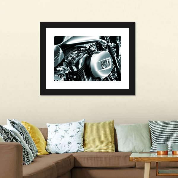Motorcycle Engine Canvas Wall Art-1 Piece-Framed Print-20" x 16"-Tiaracle