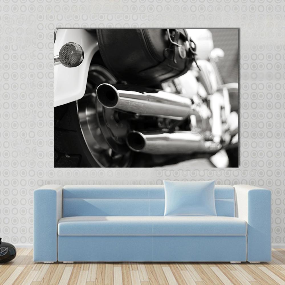 Motorcycle Exhaust Pipe Canvas Wall Art-1 Piece-Gallery Wrap-48" x 32"-Tiaracle