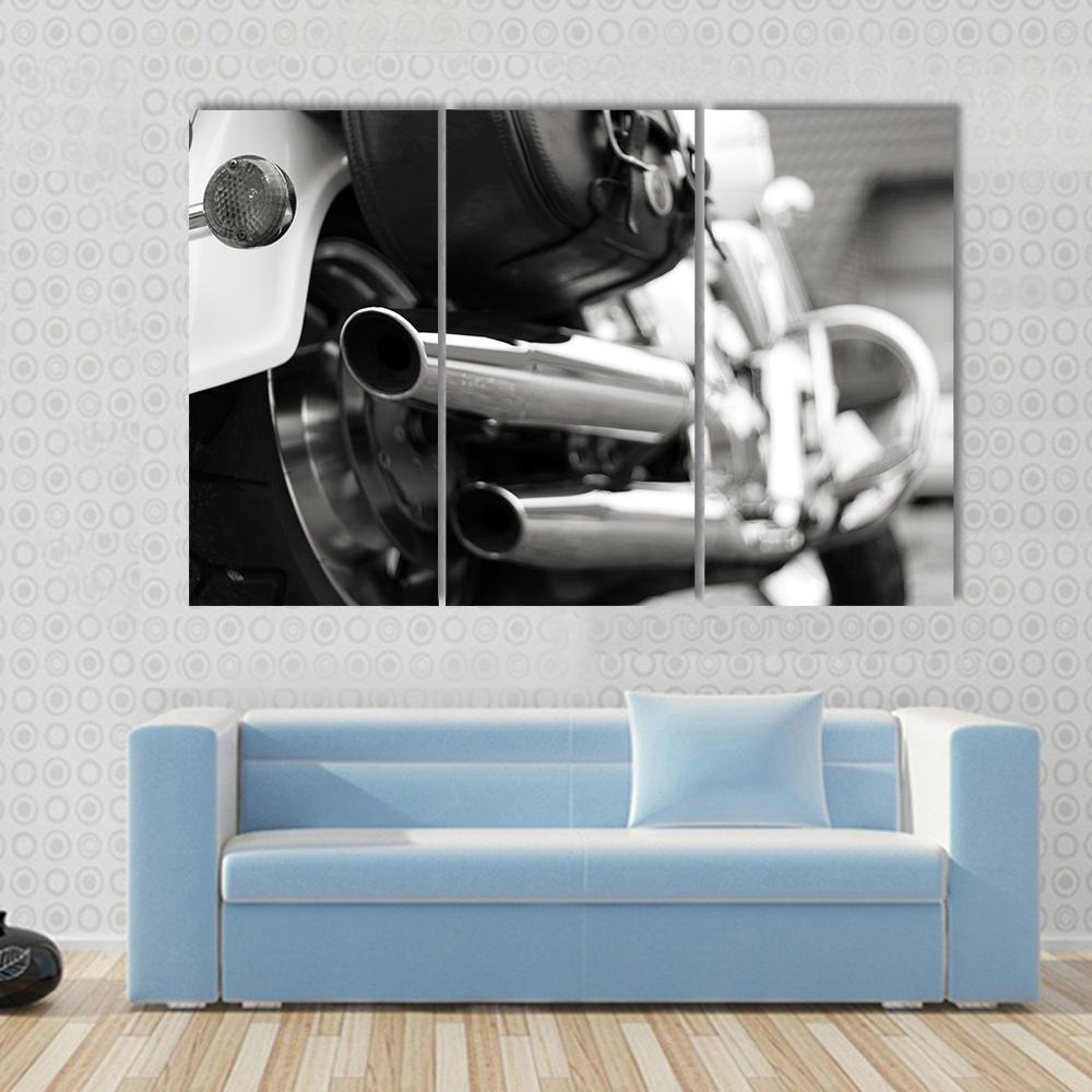 Motorcycle Exhaust Pipe Canvas Wall Art-3 Horizontal-Gallery Wrap-37" x 24"-Tiaracle