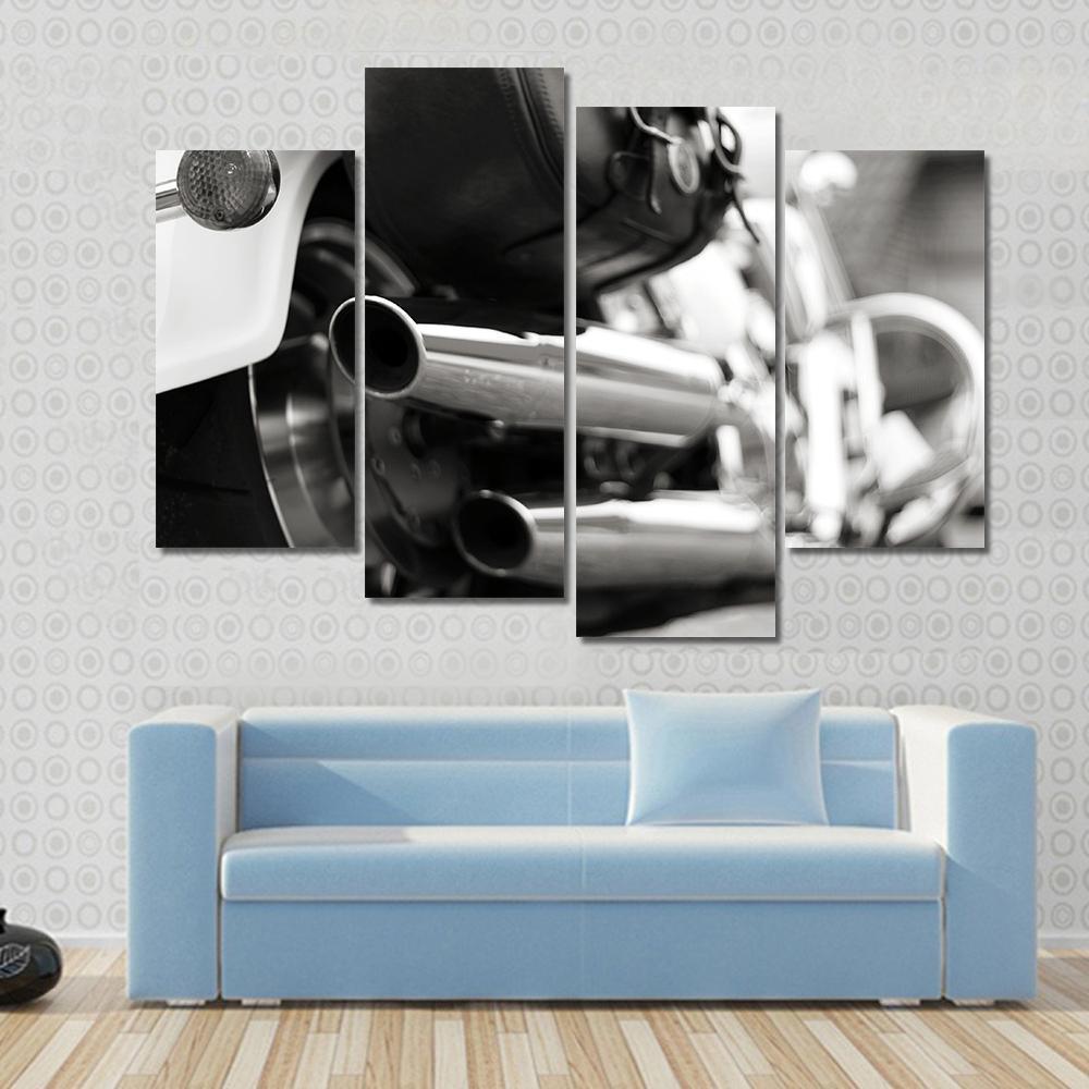 Motorcycle Exhaust Pipe Canvas Wall Art-1 Piece-Gallery Wrap-48" x 32"-Tiaracle