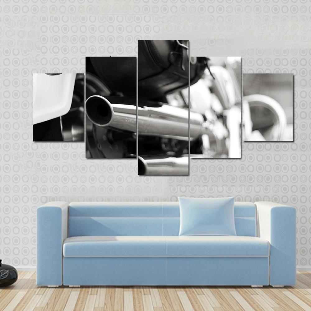 Motorcycle Exhaust Pipe Canvas Wall Art-5 Star-Gallery Wrap-62" x 32"-Tiaracle