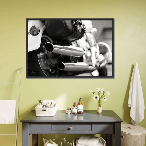 Motorcycle Exhaust Pipe Canvas Wall Art-3 Horizontal-Gallery Wrap-25" x 16"-Tiaracle