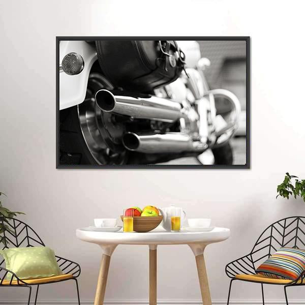 Motorcycle Exhaust Pipe Canvas Wall Art-1 Piece-Floating Frame-24" x 16"-Tiaracle