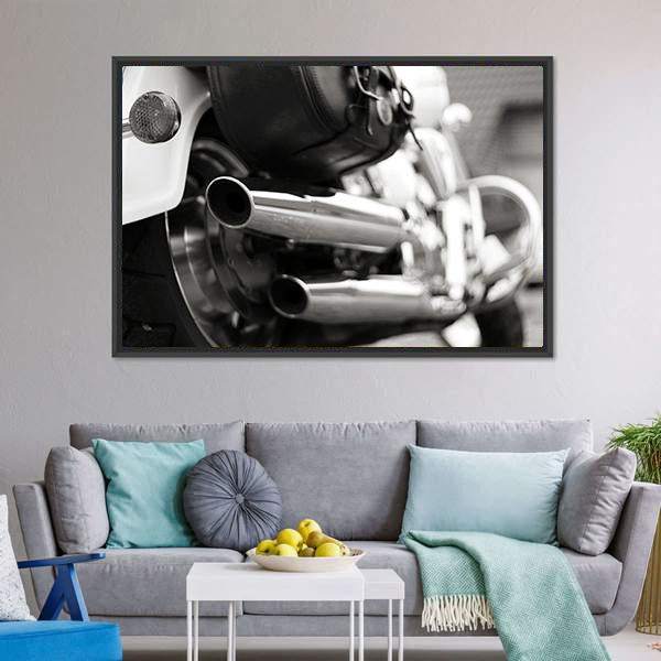 Motorcycle Exhaust Pipe Canvas Wall Art-3 Horizontal-Gallery Wrap-25" x 16"-Tiaracle