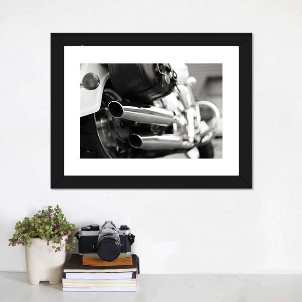 Motorcycle Exhaust Pipe Canvas Wall Art-3 Horizontal-Gallery Wrap-25" x 16"-Tiaracle