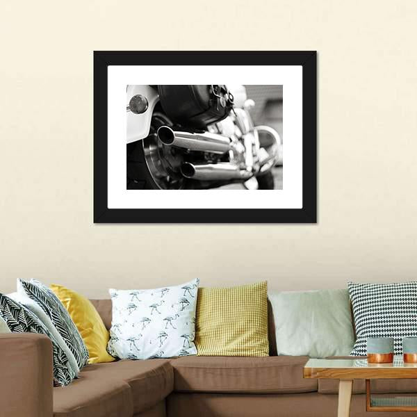 Motorcycle Exhaust Pipe Canvas Wall Art-1 Piece-Framed Print-20" x 16"-Tiaracle