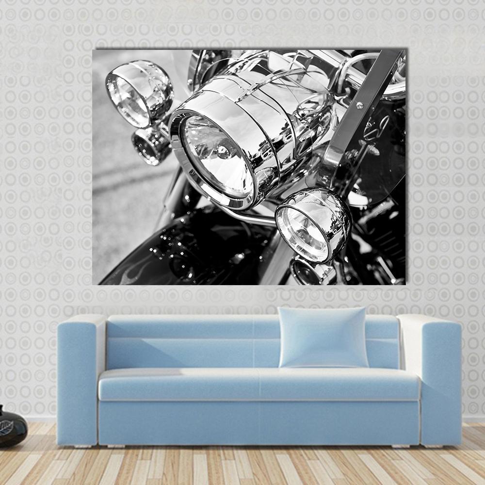 Motorcycle Lights Close Up Canvas Wall Art-5 Pop-Gallery Wrap-47" x 32"-Tiaracle