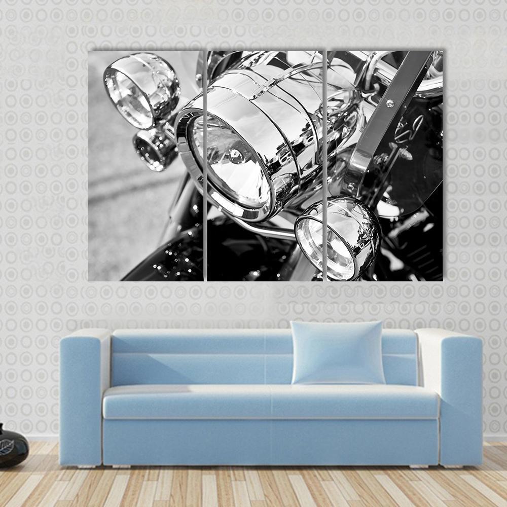 Motorcycle Lights Close Up Canvas Wall Art-3 Horizontal-Gallery Wrap-37" x 24"-Tiaracle
