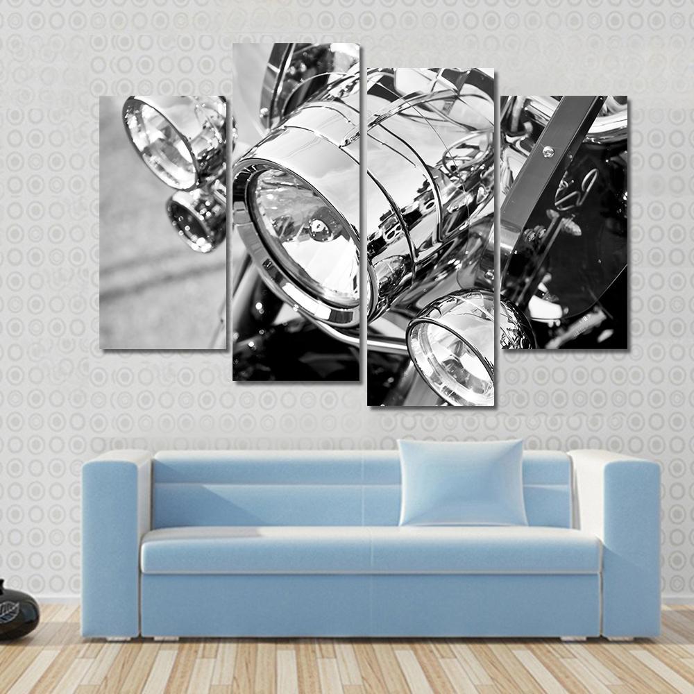 Motorcycle Lights Close Up Canvas Wall Art-4 Pop-Gallery Wrap-50" x 32"-Tiaracle