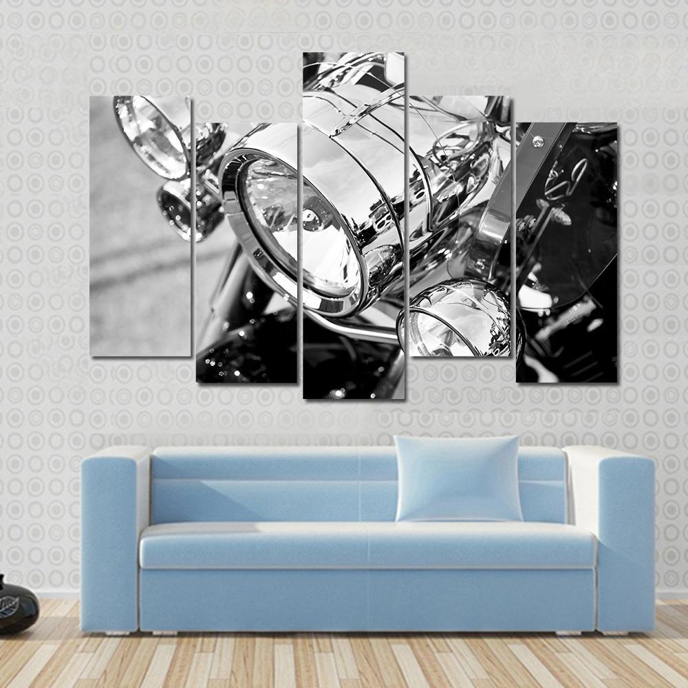Motorcycle Lights Close Up Canvas Wall Art-5 Pop-Gallery Wrap-47" x 32"-Tiaracle