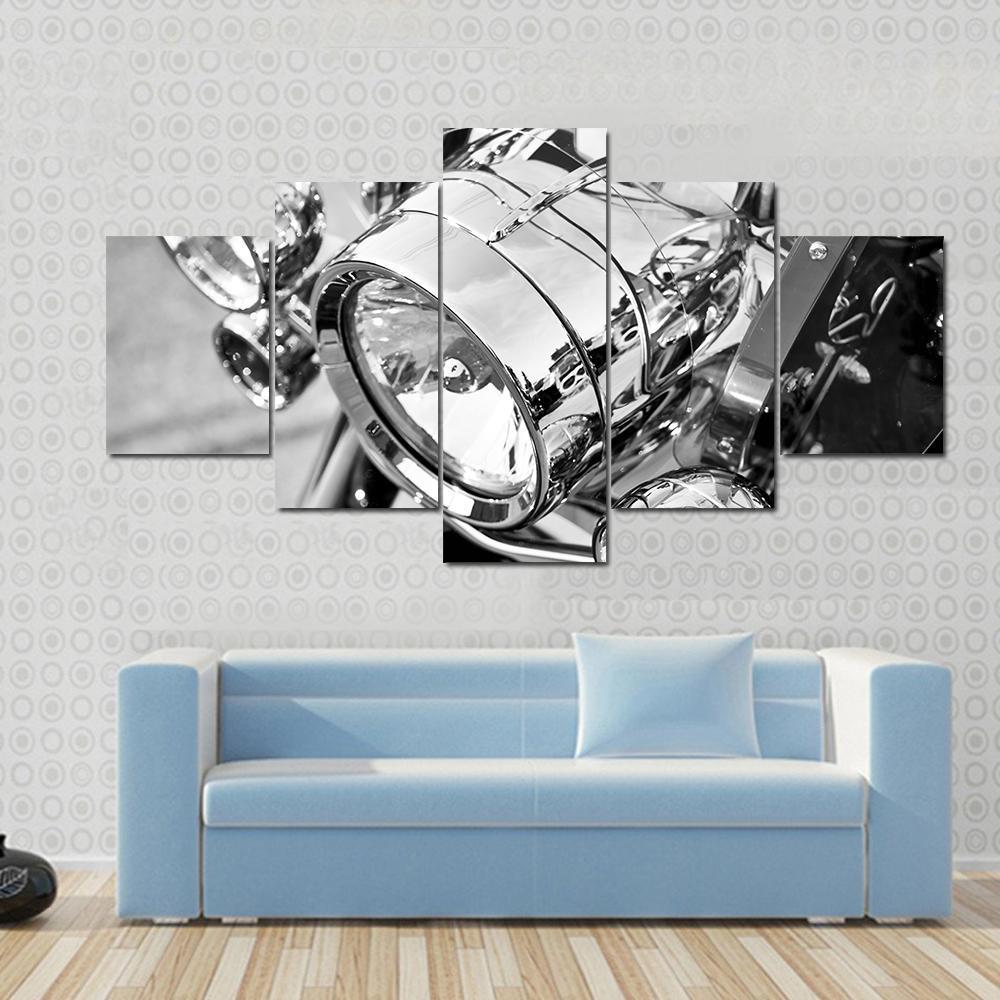 Motorcycle Lights Close Up Canvas Wall Art-5 Star-Gallery Wrap-62" x 32"-Tiaracle