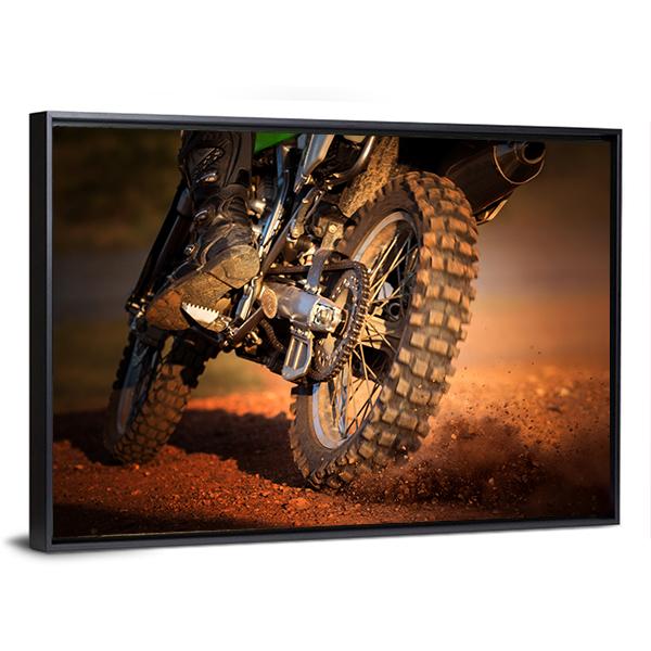 Motorcycle On Dirt Track Canvas Wall Art-3 Horizontal-Gallery Wrap-25" x 16"-Tiaracle