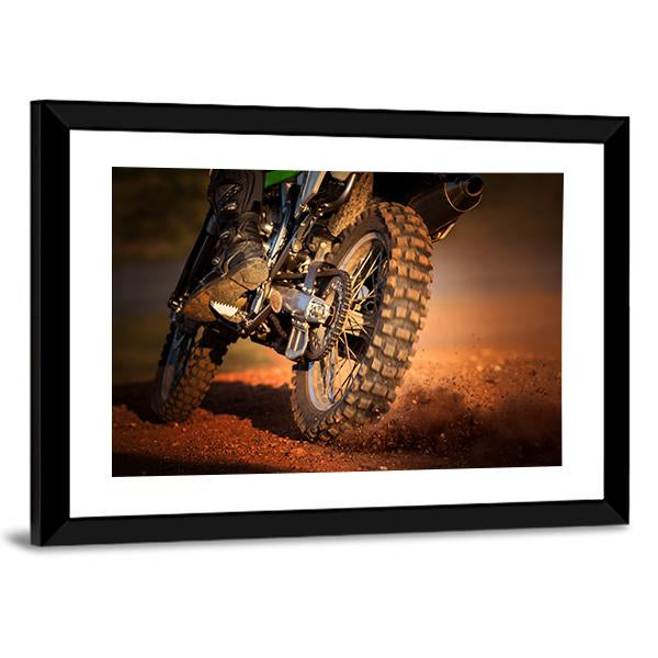 Motorcycle On Dirt Track Canvas Wall Art-3 Horizontal-Gallery Wrap-25" x 16"-Tiaracle