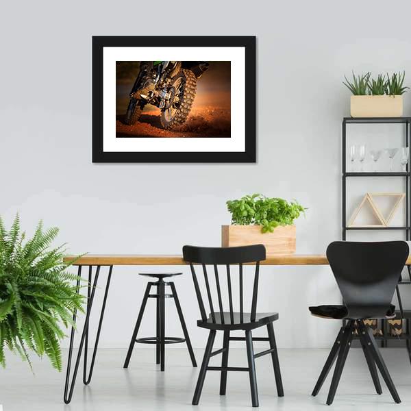 Motorcycle On Dirt Track Canvas Wall Art-3 Horizontal-Gallery Wrap-25" x 16"-Tiaracle