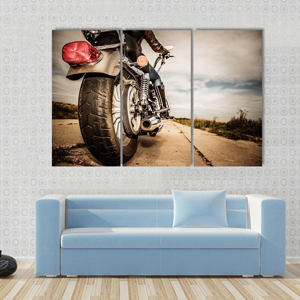 Motorcycle Rear View Canvas Wall Art-3 Horizontal-Gallery Wrap-37" x 24"-Tiaracle