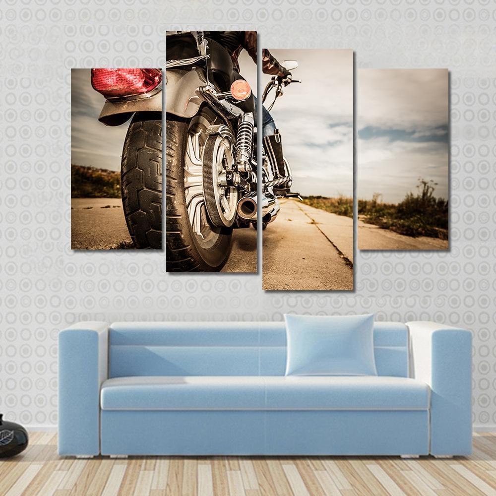 Motorcycle Rear View Canvas Wall Art-4 Pop-Gallery Wrap-50" x 32"-Tiaracle