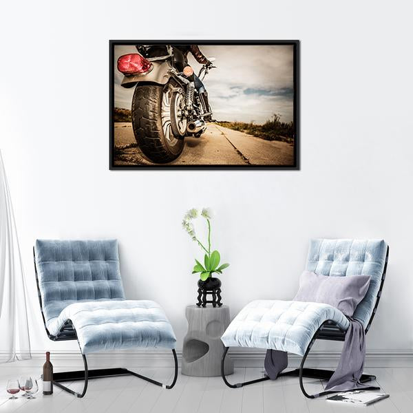 Motorcycle Rear View Canvas Wall Art-3 Horizontal-Gallery Wrap-25" x 16"-Tiaracle