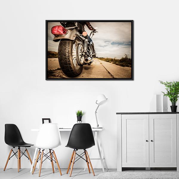 Motorcycle Rear View Canvas Wall Art-3 Horizontal-Gallery Wrap-25" x 16"-Tiaracle