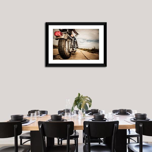 Motorcycle Rear View Canvas Wall Art-3 Horizontal-Gallery Wrap-25" x 16"-Tiaracle