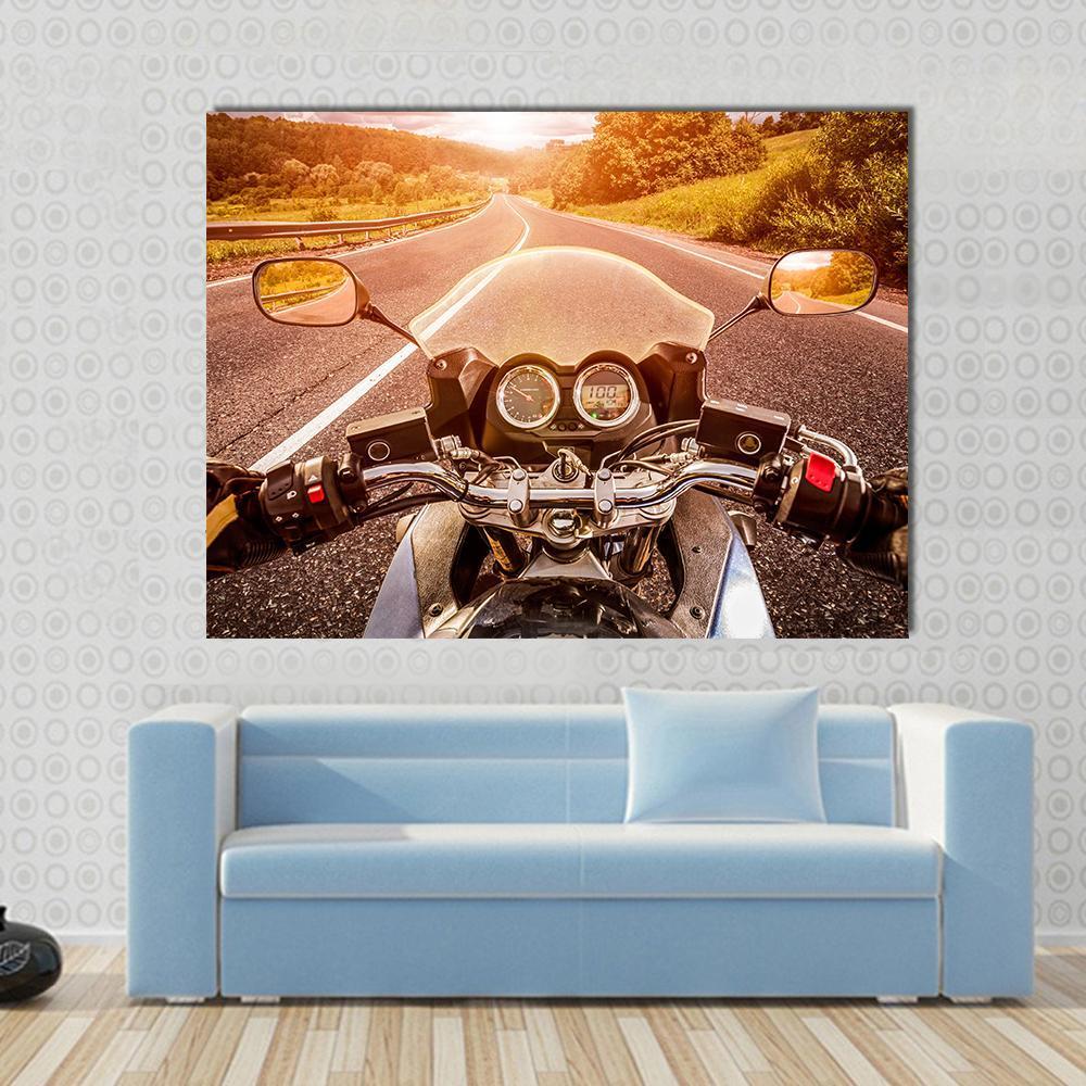 Biker First Person View Canvas Wall Art-1 Piece-Gallery Wrap-48" x 32"-Tiaracle