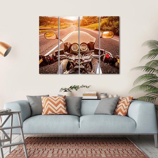 Biker First Person View Canvas Wall Art-4 Horizontal-Gallery Wrap-34" x 24"-Tiaracle