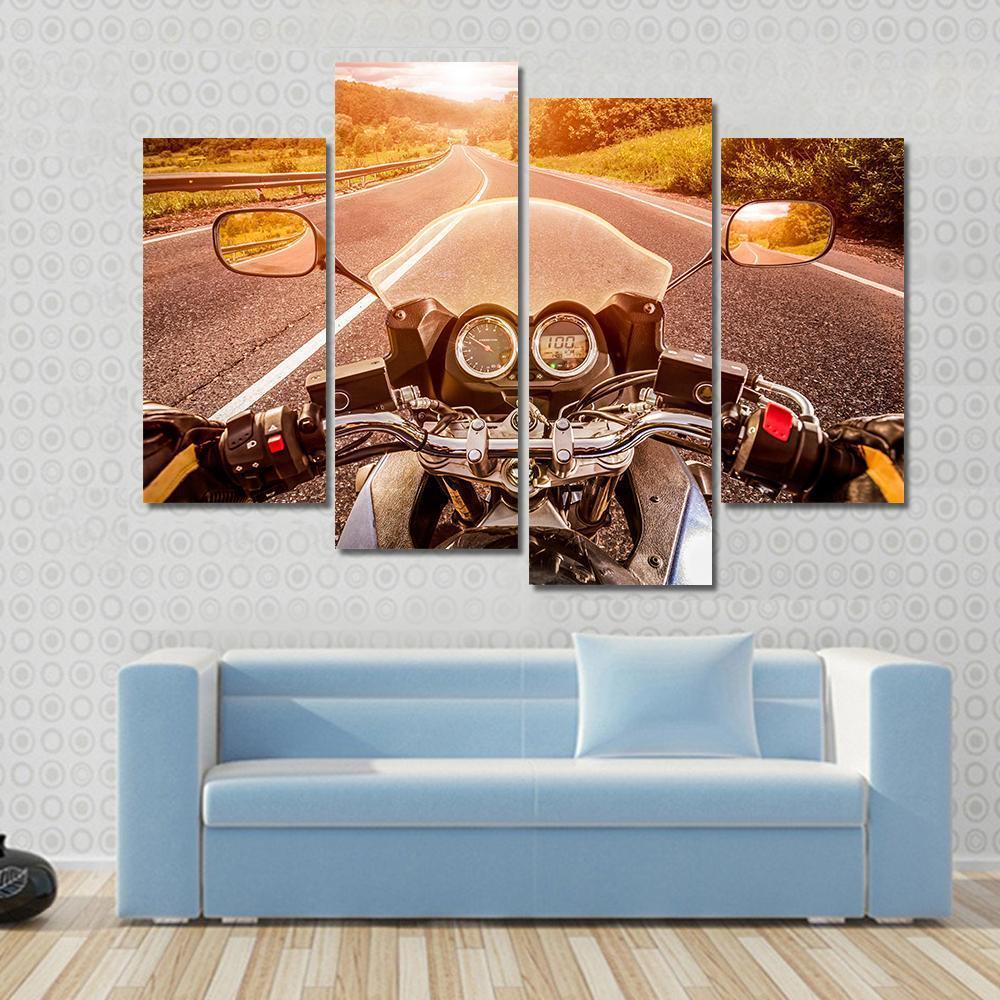 Biker First Person View Canvas Wall Art-4 Pop-Gallery Wrap-50" x 32"-Tiaracle