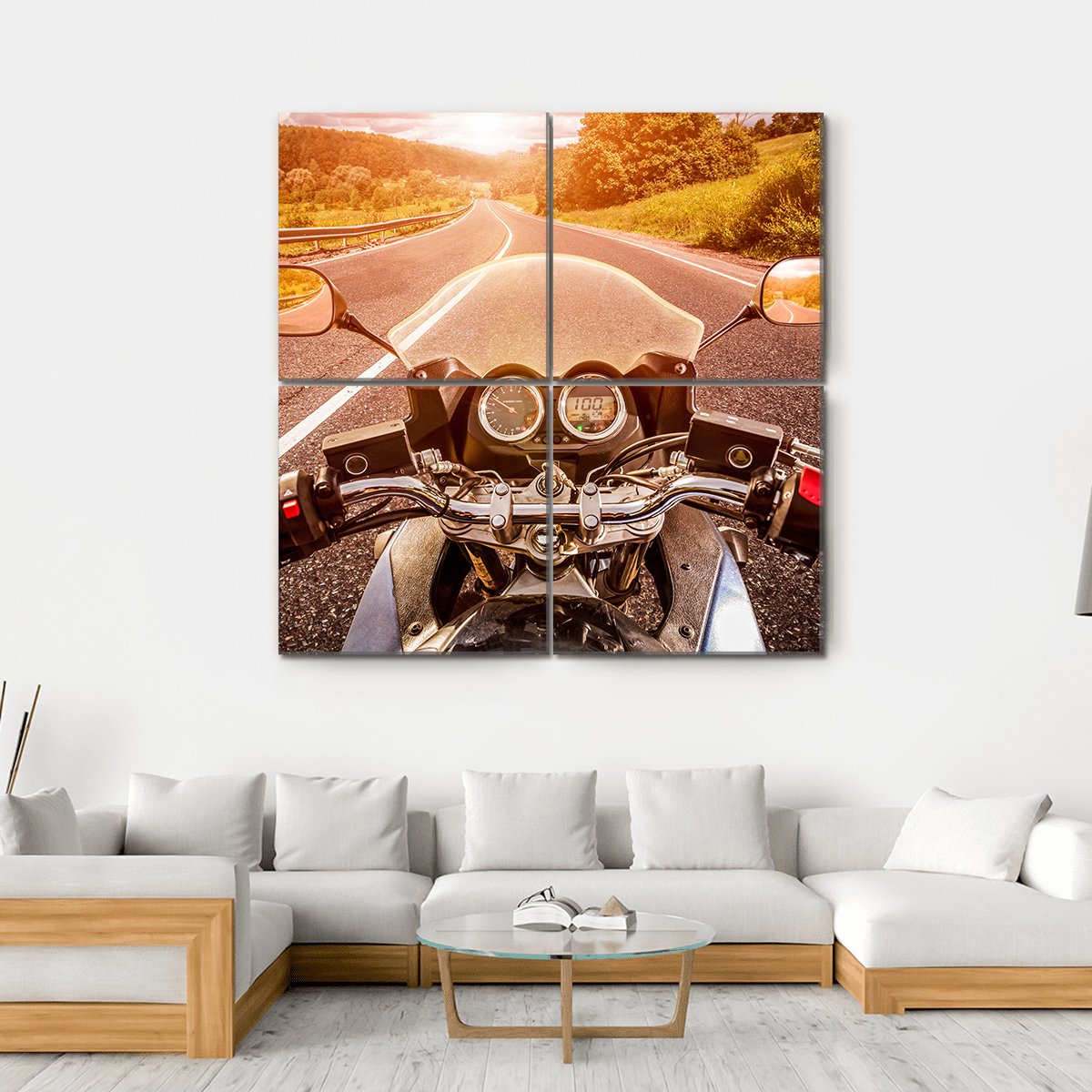 Biker First Person View Canvas Wall Art-4 Square-Gallery Wrap-17" x 17"-Tiaracle
