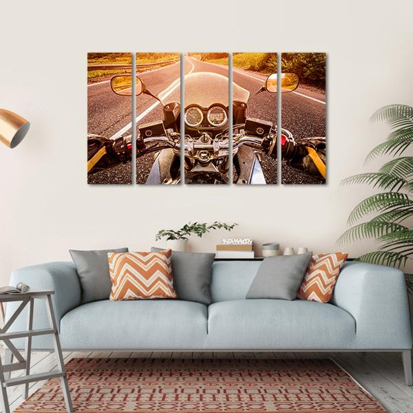 Biker First Person View Canvas Wall Art-5 Horizontal-Gallery Wrap-22" x 12"-Tiaracle