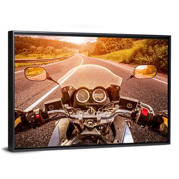 Biker First Person View Canvas Wall Art-3 Horizontal-Gallery Wrap-25" x 16"-Tiaracle