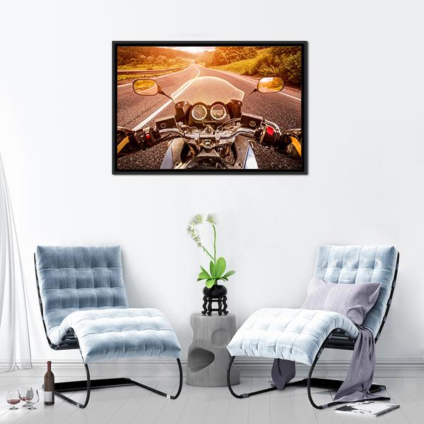 Biker First Person View Canvas Wall Art-3 Horizontal-Gallery Wrap-25" x 16"-Tiaracle