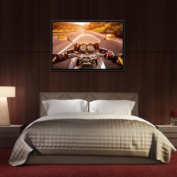 Biker First Person View Canvas Wall Art-3 Horizontal-Gallery Wrap-25" x 16"-Tiaracle