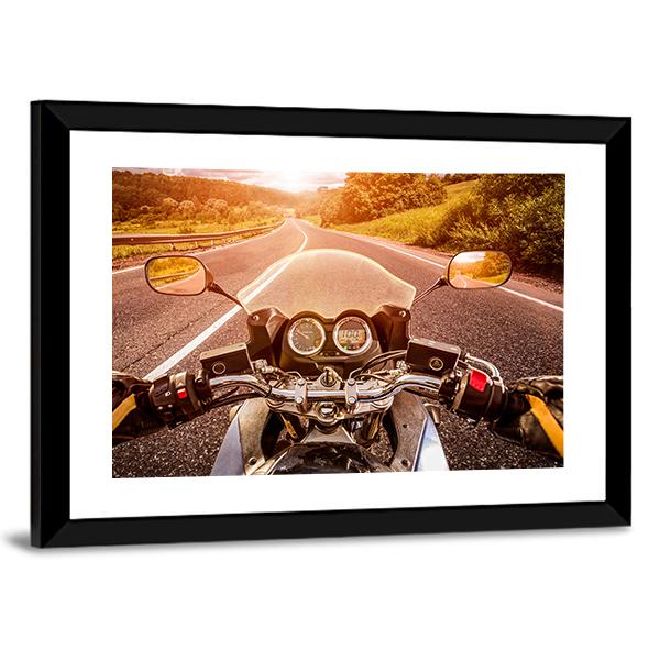 Biker First Person View Canvas Wall Art-3 Horizontal-Gallery Wrap-25" x 16"-Tiaracle