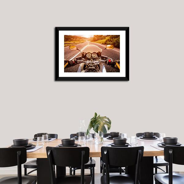 Biker First Person View Canvas Wall Art-3 Horizontal-Gallery Wrap-25" x 16"-Tiaracle