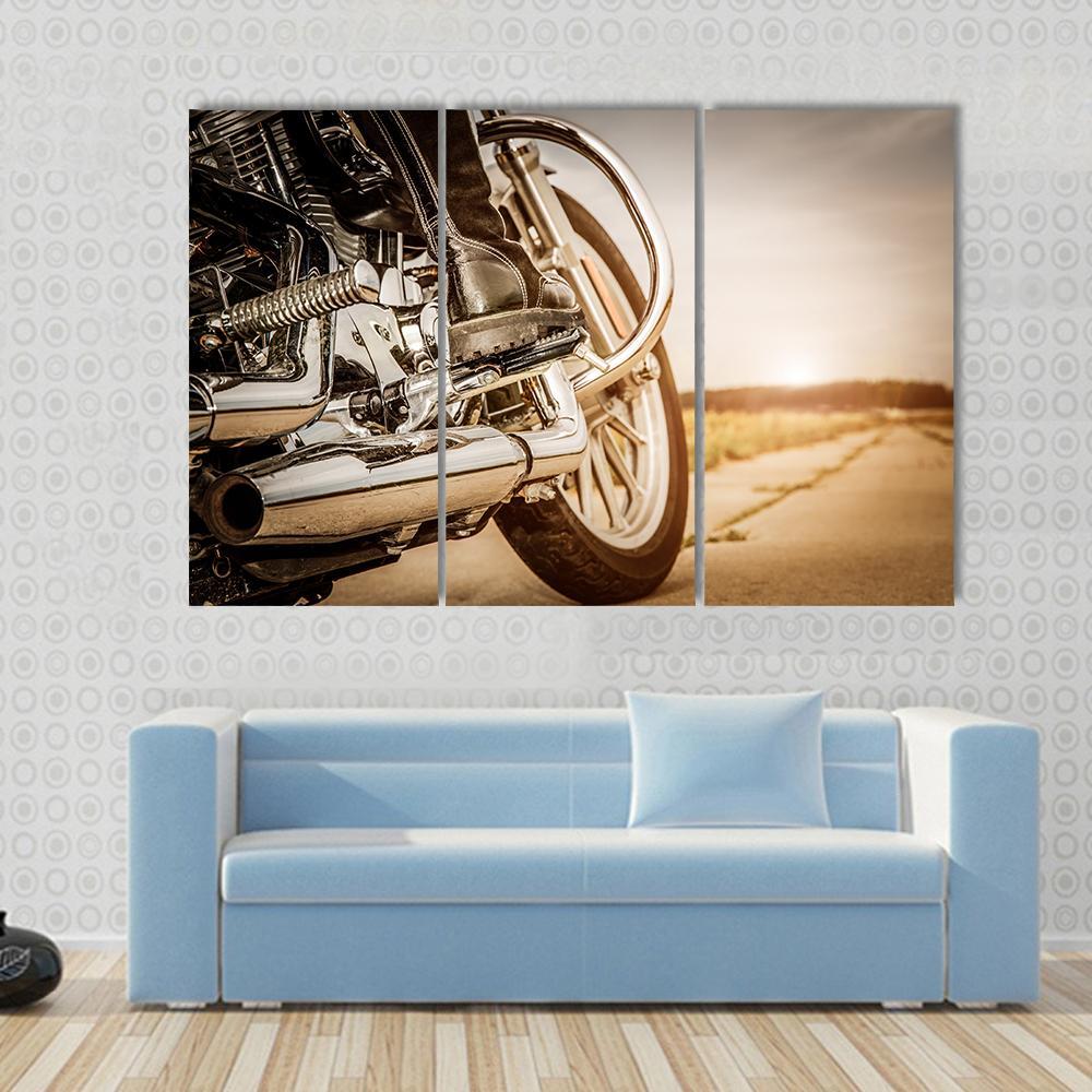 Motorcycle Side View Canvas Wall Art-3 Horizontal-Gallery Wrap-37" x 24"-Tiaracle