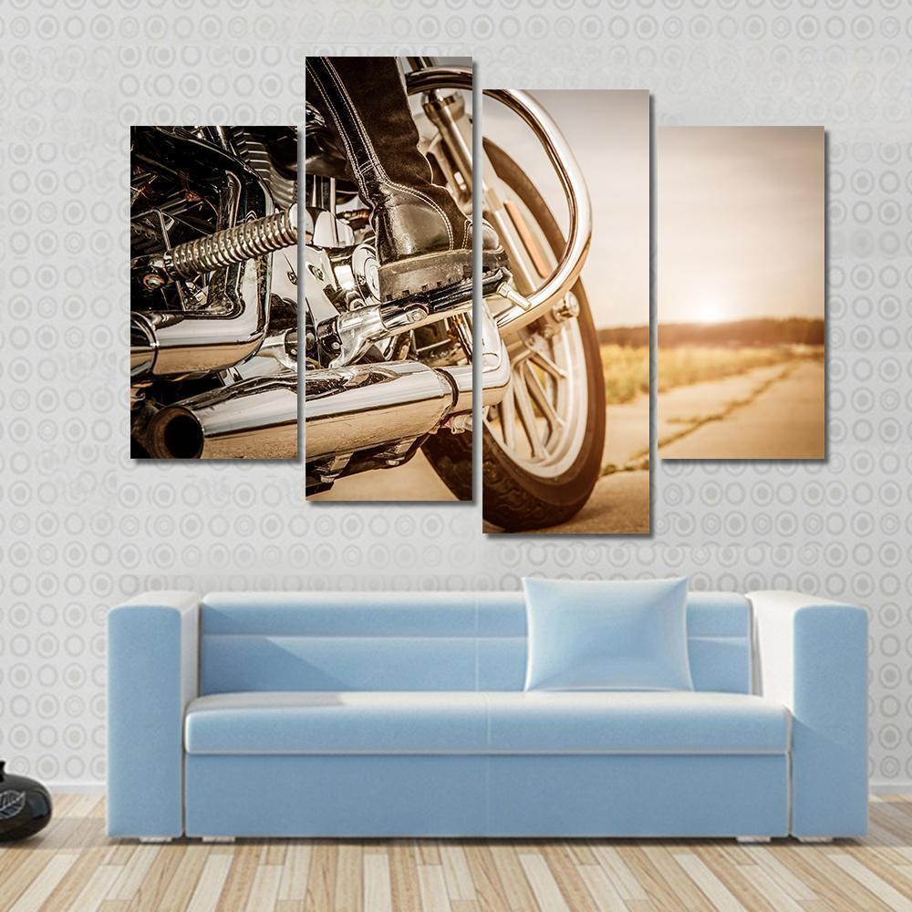 Motorcycle Side View Canvas Wall Art-4 Pop-Gallery Wrap-50" x 32"-Tiaracle