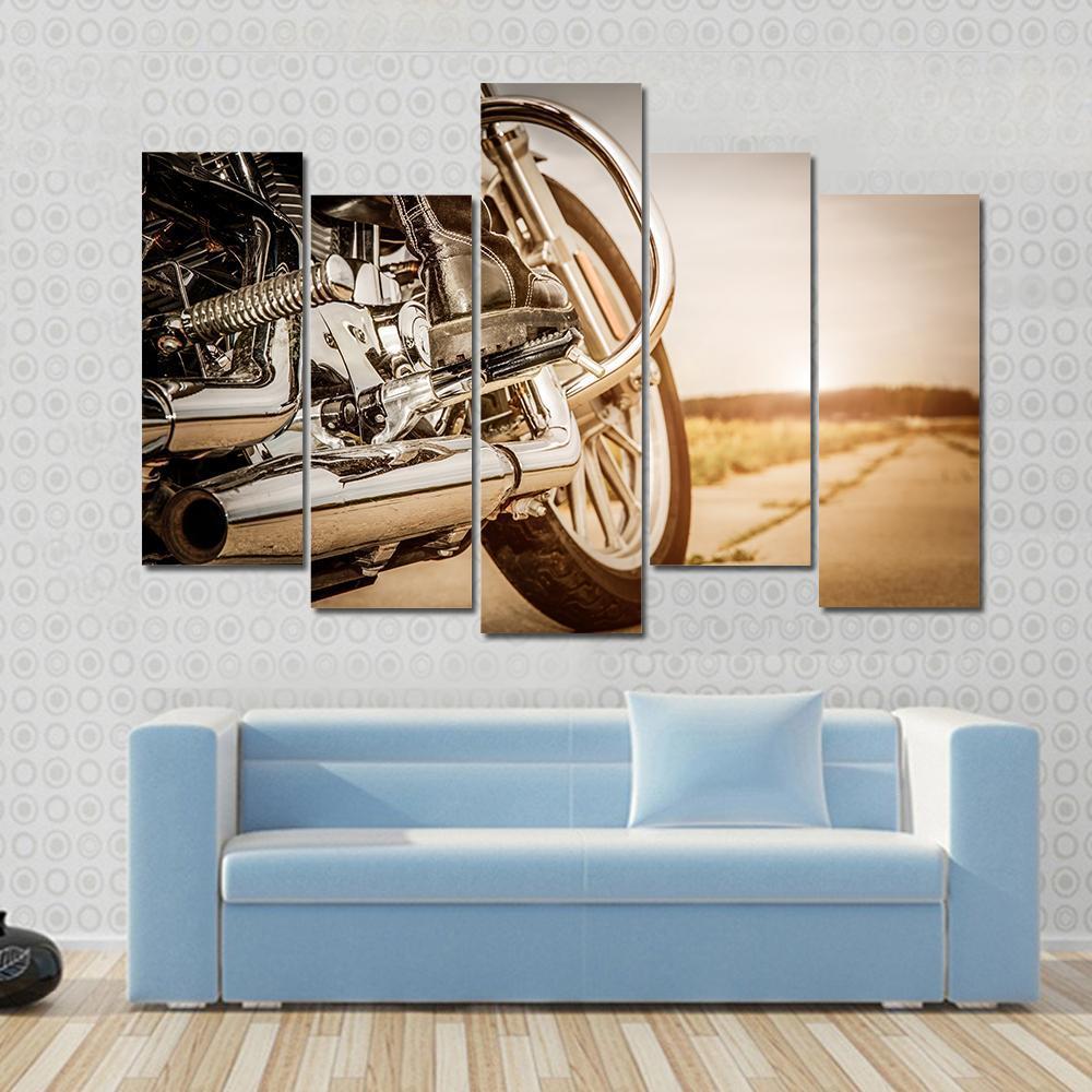 Motorcycle Side View Canvas Wall Art-5 Pop-Gallery Wrap-47" x 32"-Tiaracle