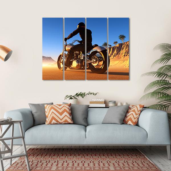 Bike Rider In Desert Canvas Wall Art-4 Square-Gallery Wrap-17" x 17"-Tiaracle