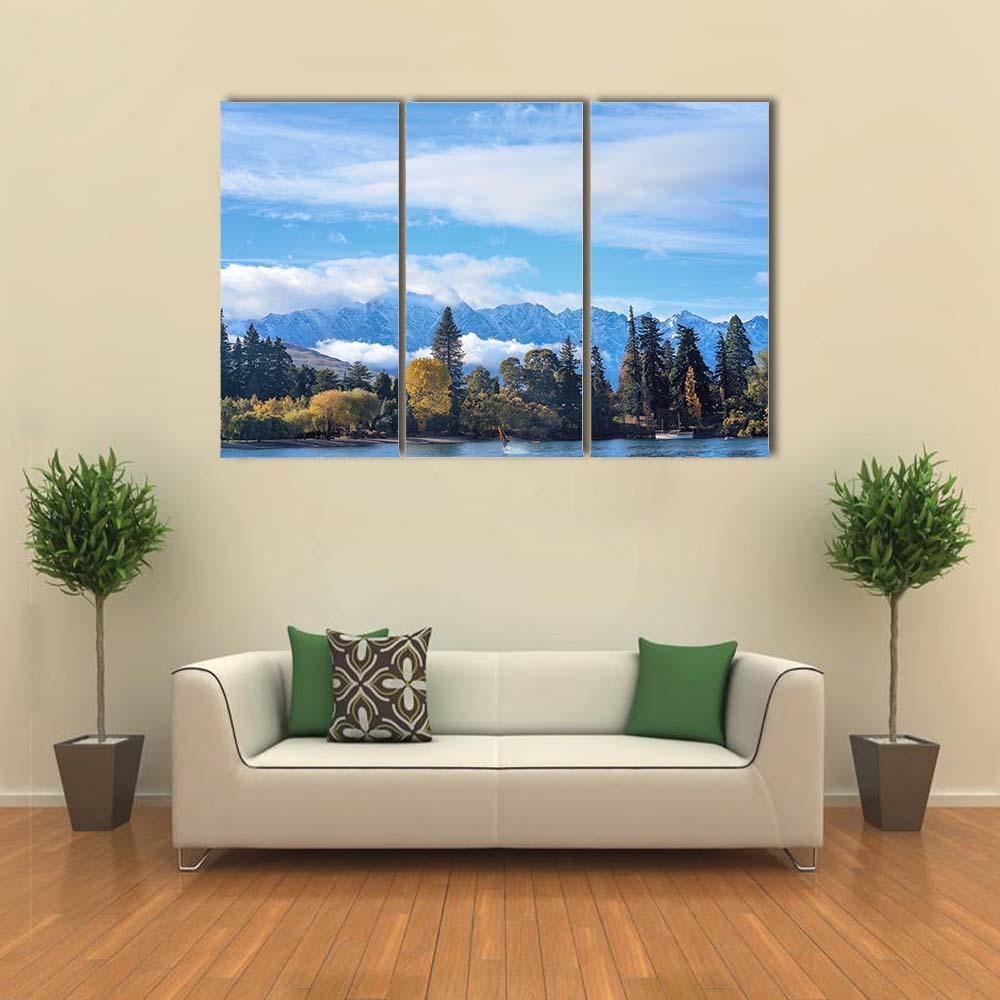 Mounatins With Lake Wakatipu Canvas Wall Art-3 Horizontal-Gallery Wrap-37" x 24"-Tiaracle