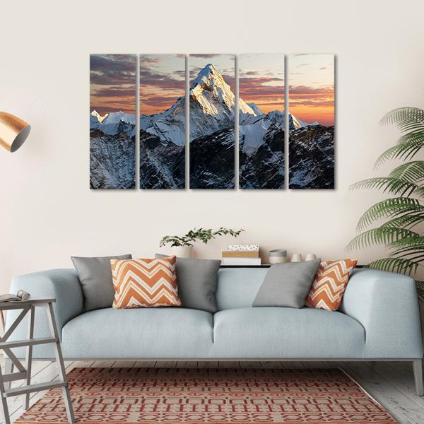 Mount Ama Dablam Nepal Canvas Wall Art-5 Horizontal-Gallery Wrap-22" x 12"-Tiaracle