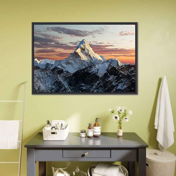 Mount Ama Dablam Nepal Canvas Wall Art-5 Horizontal-Gallery Wrap-22" x 12"-Tiaracle