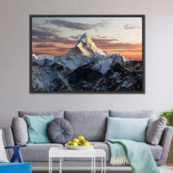 Mount Ama Dablam Nepal Canvas Wall Art-5 Horizontal-Gallery Wrap-22" x 12"-Tiaracle