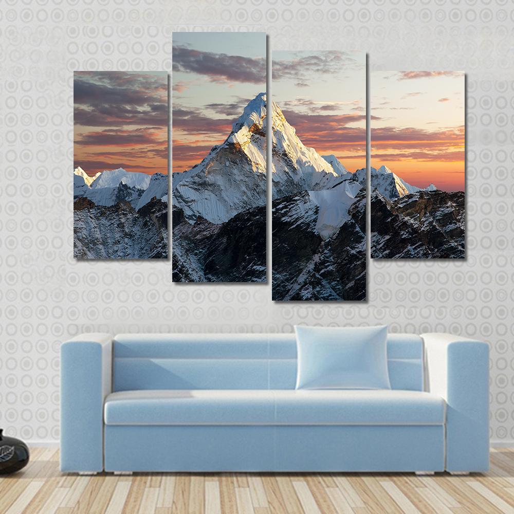 Mount Ama Dablam Nepal Canvas Wall Art-4 Pop-Gallery Wrap-50" x 32"-Tiaracle