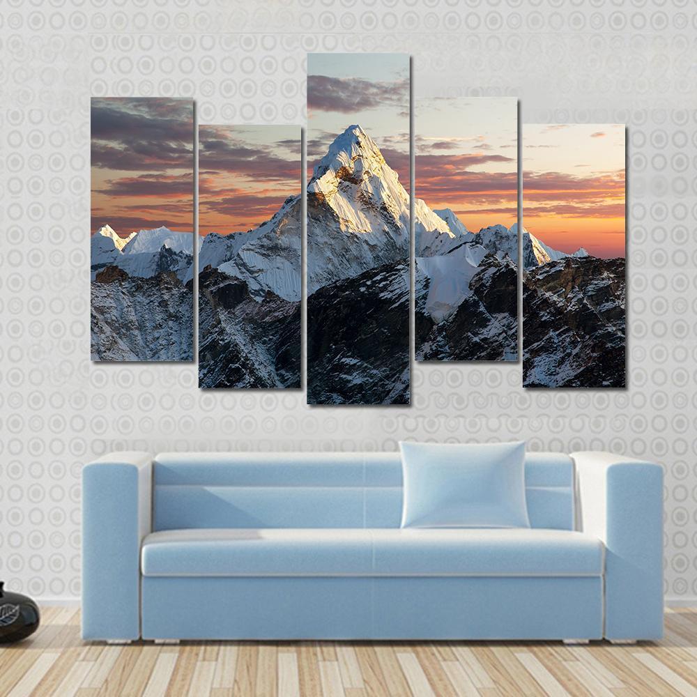 Mount Ama Dablam Nepal Canvas Wall Art-5 Pop-Gallery Wrap-47" x 32"-Tiaracle