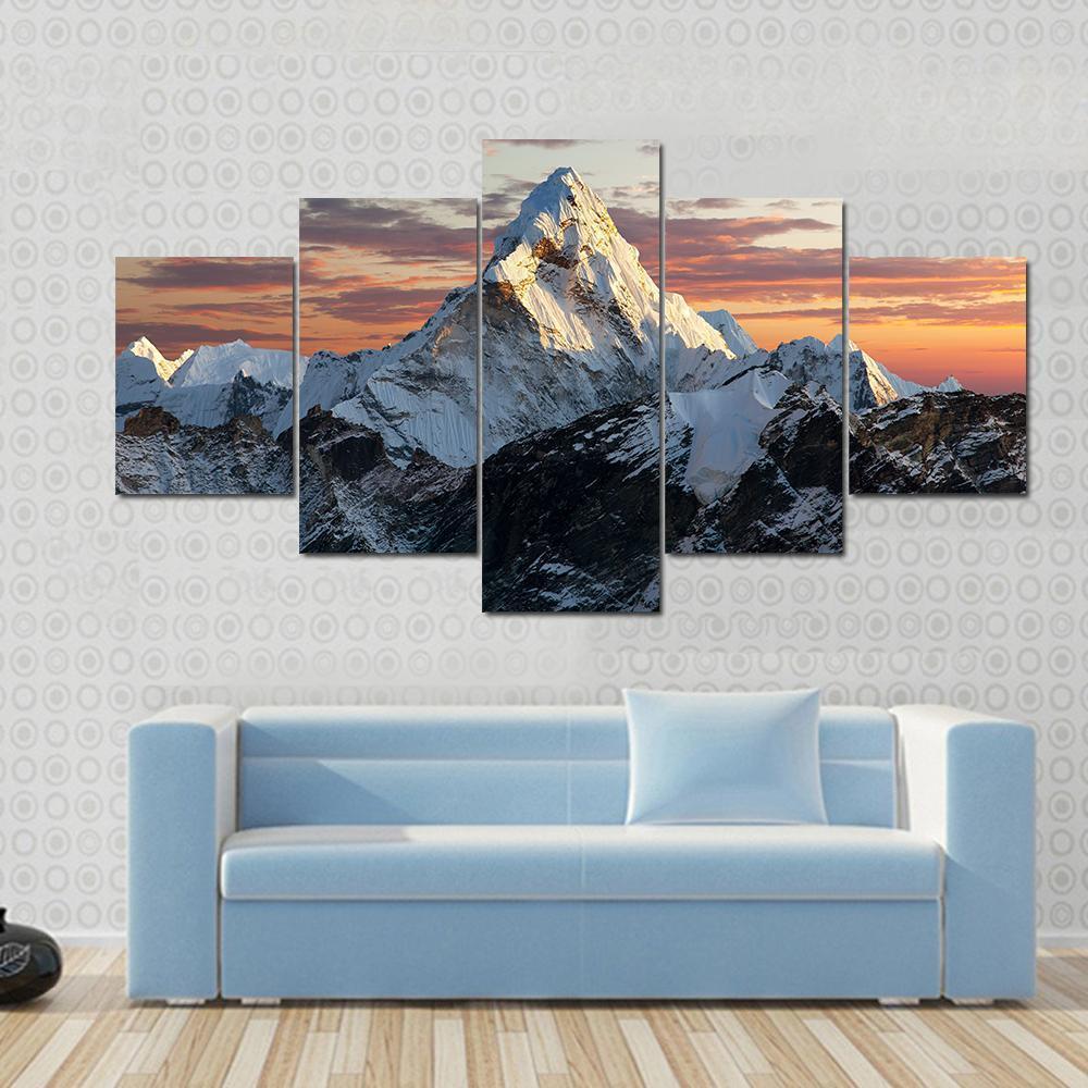 Mount Ama Dablam Nepal Canvas Wall Art-5 Pop-Gallery Wrap-47" x 32"-Tiaracle